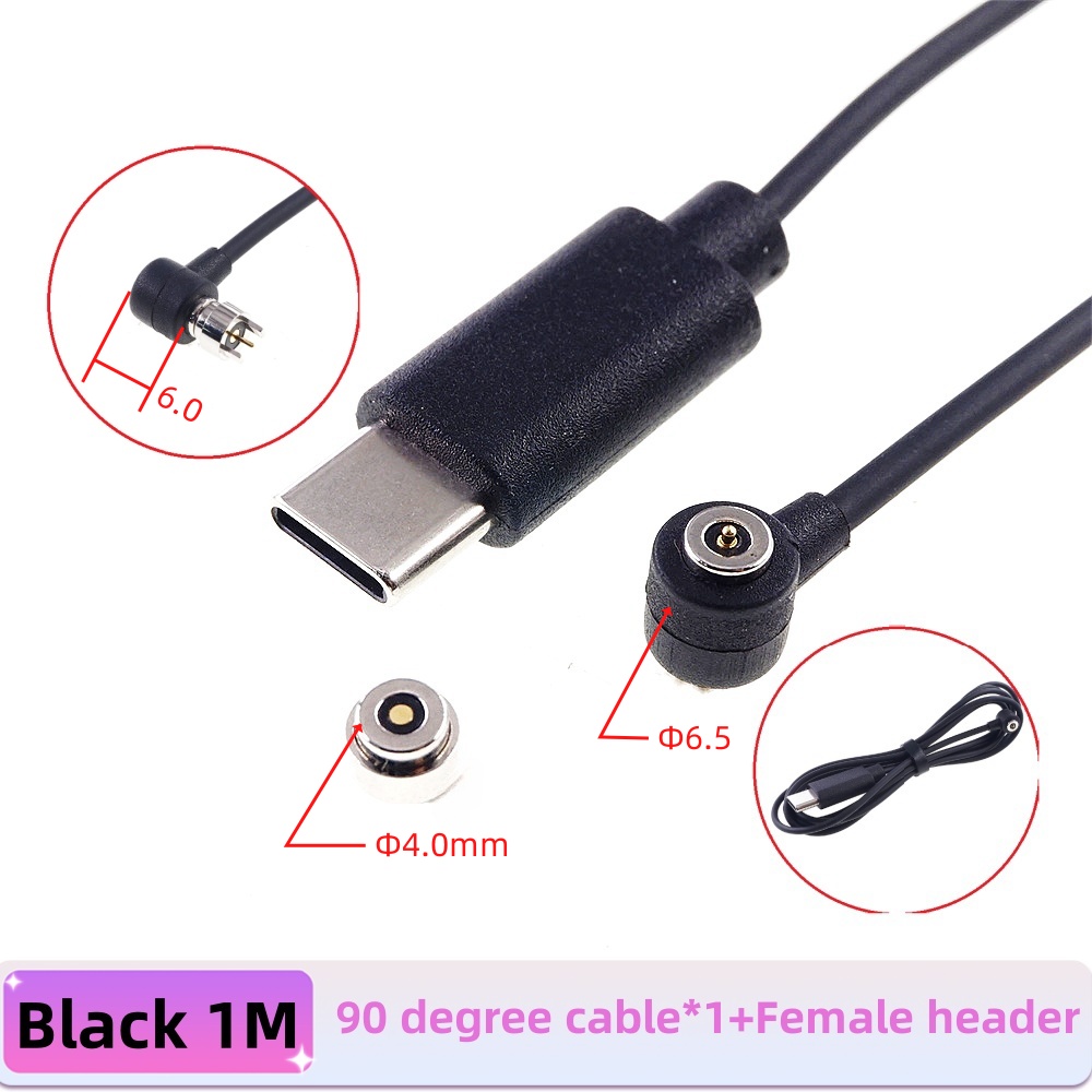 Magnetisk pogo-stift usb-c-kabel fjäderbelastad typ  c 2 4 6- positions hane hona 3a- kontakt ström dataöverföring: Armégrön