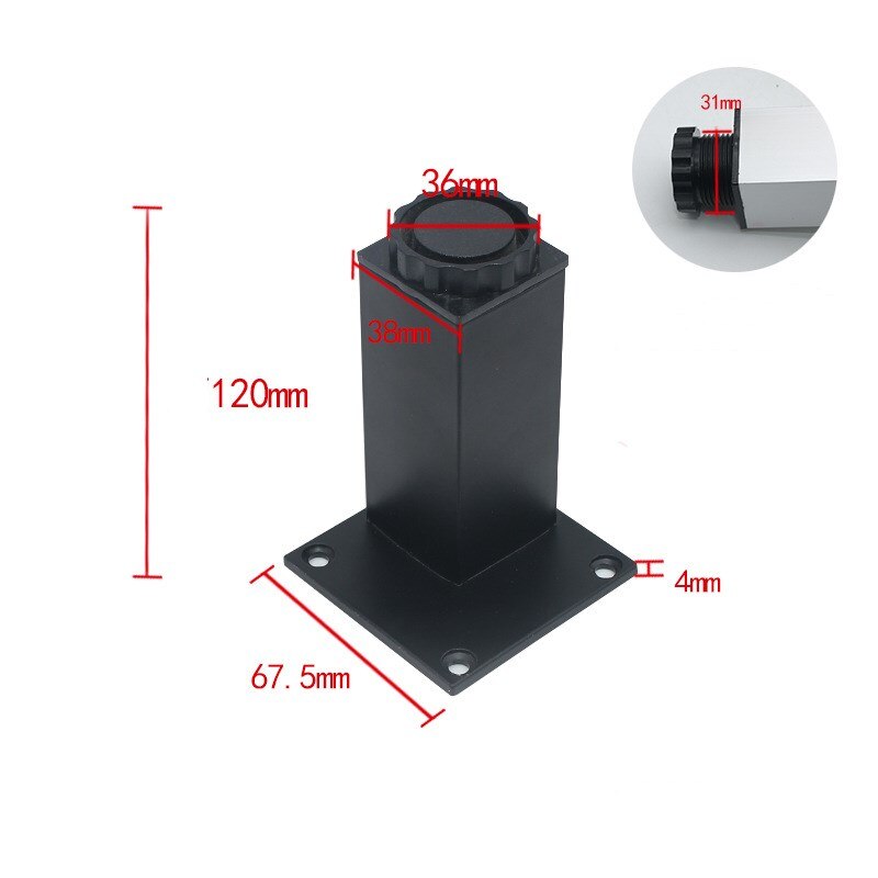 Cabinet feet furniture feet 38 square adjustable cabinet feet bathroom cabinet feet TV cabinet feet aluminum alloy cabinet feet: Brown