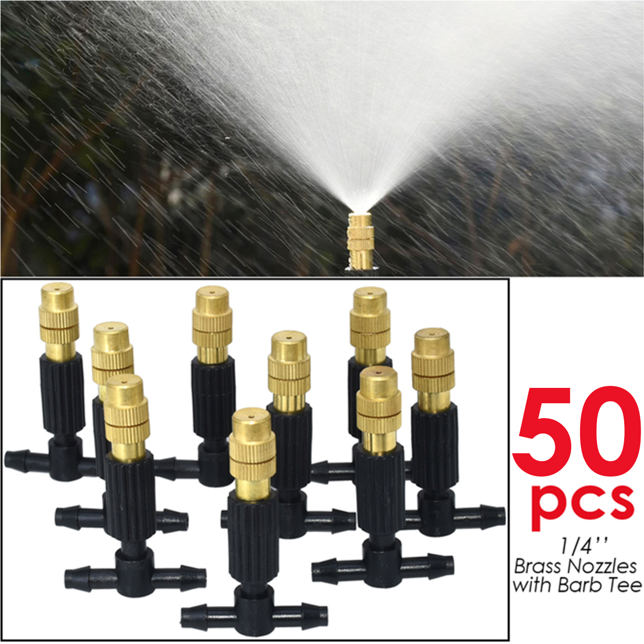Sprycle 30–50 m Gartenbewässerung, Bewässerungssystem, Tropf-Set, verstellbare Nebeldüsen, automatisches Spray, für den Außenbereich, Hof, Gewächshaus: Rosa