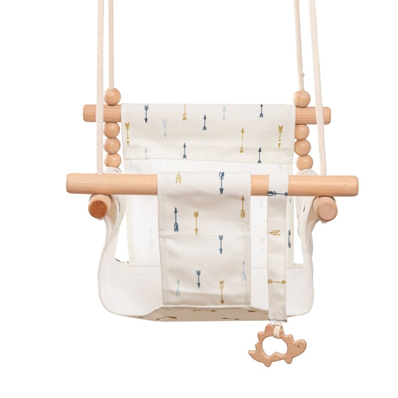 Sedia a dondolo in tela per bambini set di altalene giocattolo in legno e accessori per altalena fuori porta cestino piccolo giocattoli per bambini sicuri e robusti: Swing with pendant 3