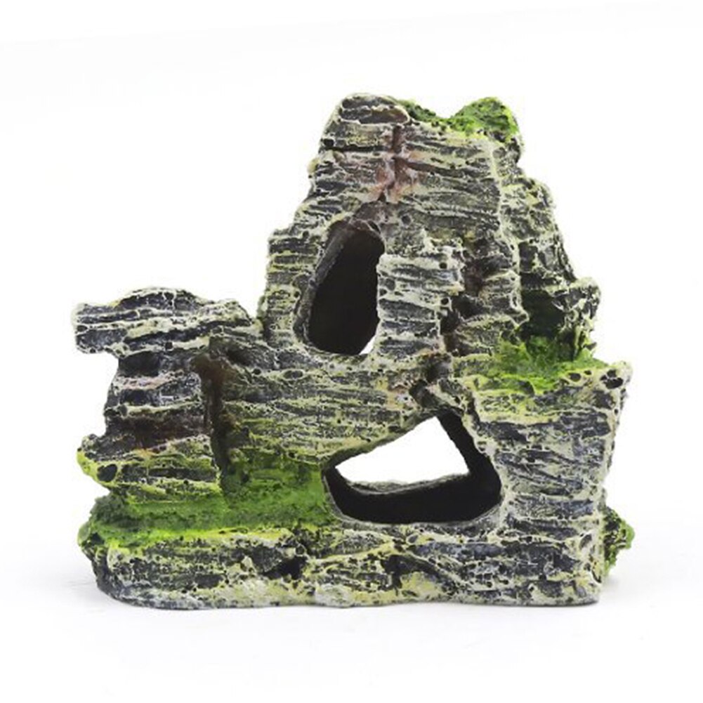 Mountain View Aquarium Ornament Tree Rock Cave Stone Decoration Fish Tank: Default Title