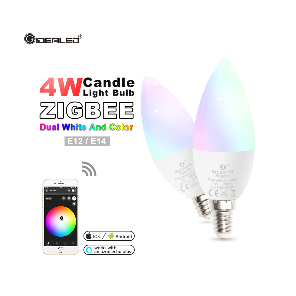 Zigbee hub Smart led lamp rgbw/rgbww smart APP controle Dimmen E14 Door Zigbee Echo plus Lightify Hub, homee, Smart Vrienden