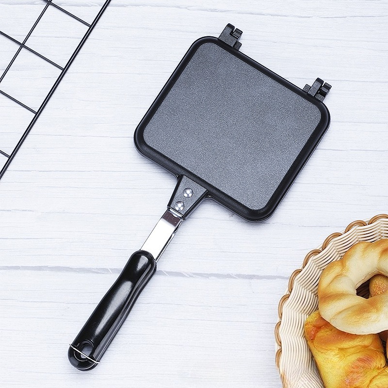 Aluminum Alloy Sandwich Maker Pan Double Sided Frying Pan Non-Stick Sandwich Grill Pan Detachable Sandwich Maker Cookware