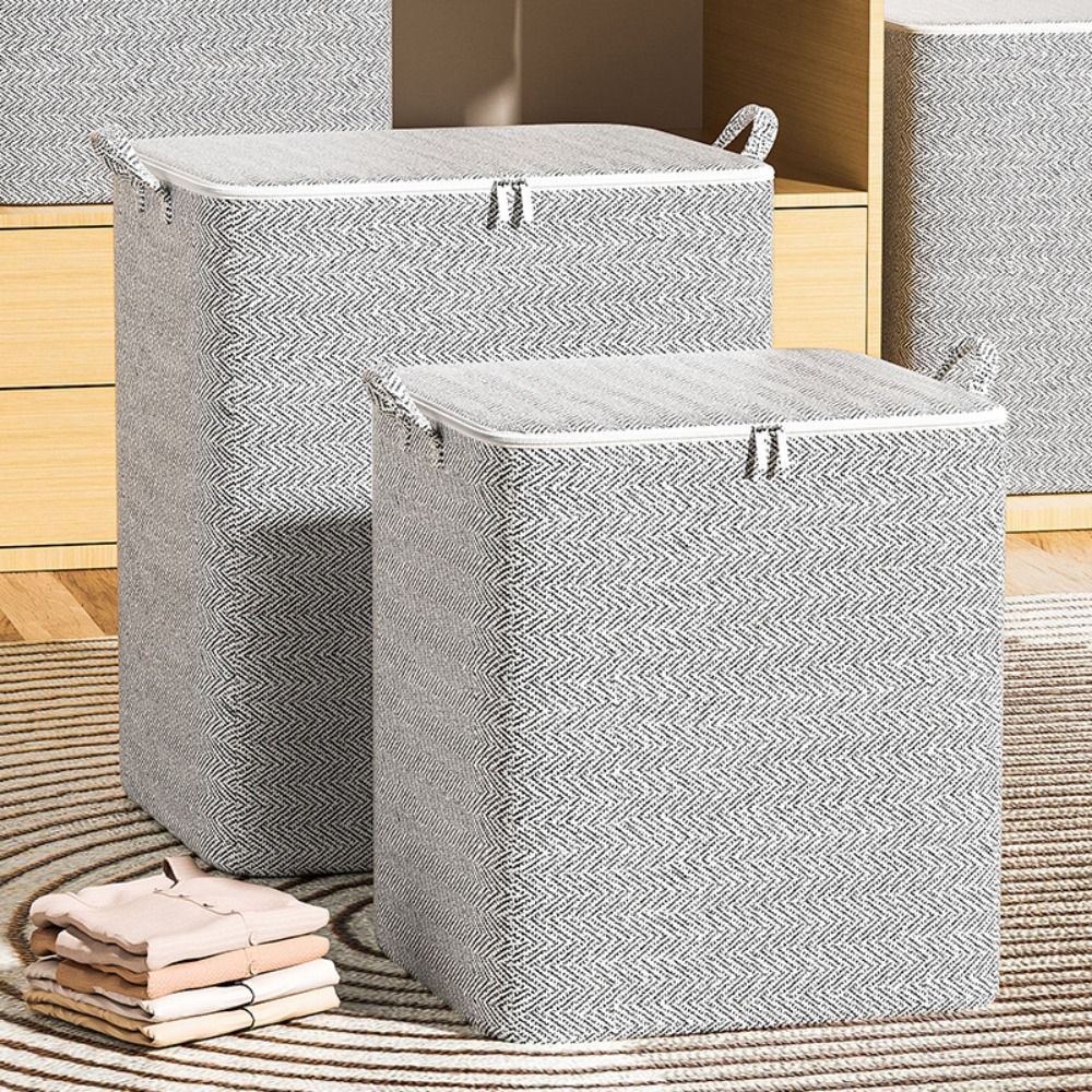 30/110/150/220L Non-woven Quilt Storage Bag with Lids Zipper Foldable Clothes Quilt Bins Container Large Capacity Dust-proof Bag