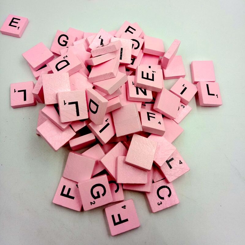 100 Scrabble de madera azulejos negro números y letras para manualidades alfabetos de madera rompecabezas educativos aprendizaje juguete puzle para niños