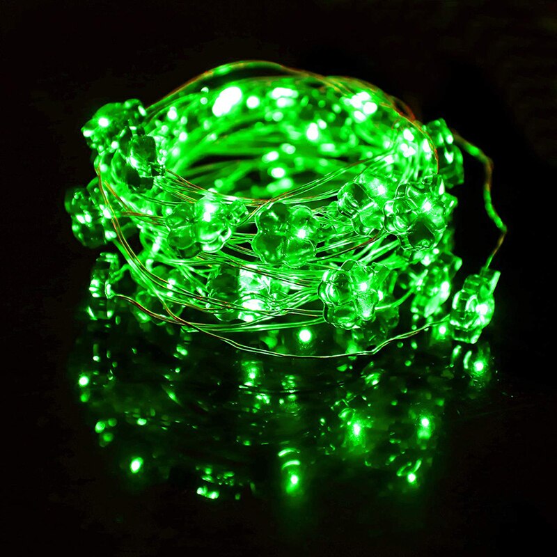 LED Plant Clover Shape Modern Light Irish Festival Clover Light String Green Clover Turtle Back Leaf Decorative Light String