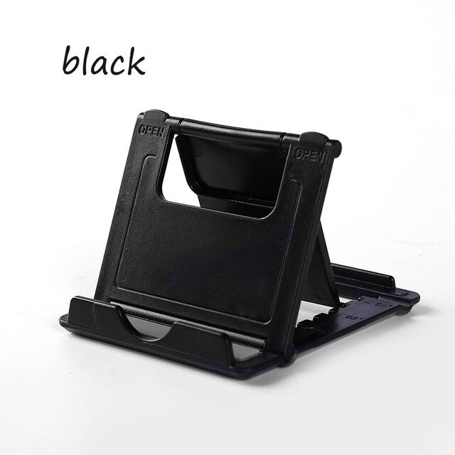 2019New Phone Holder Stand for iPhone XS XR 8 X 7 6 Foldable Mobile Phone Stand for Samsung Galaxy S10 S9 S8 Tablet Stand Desk: C-Black