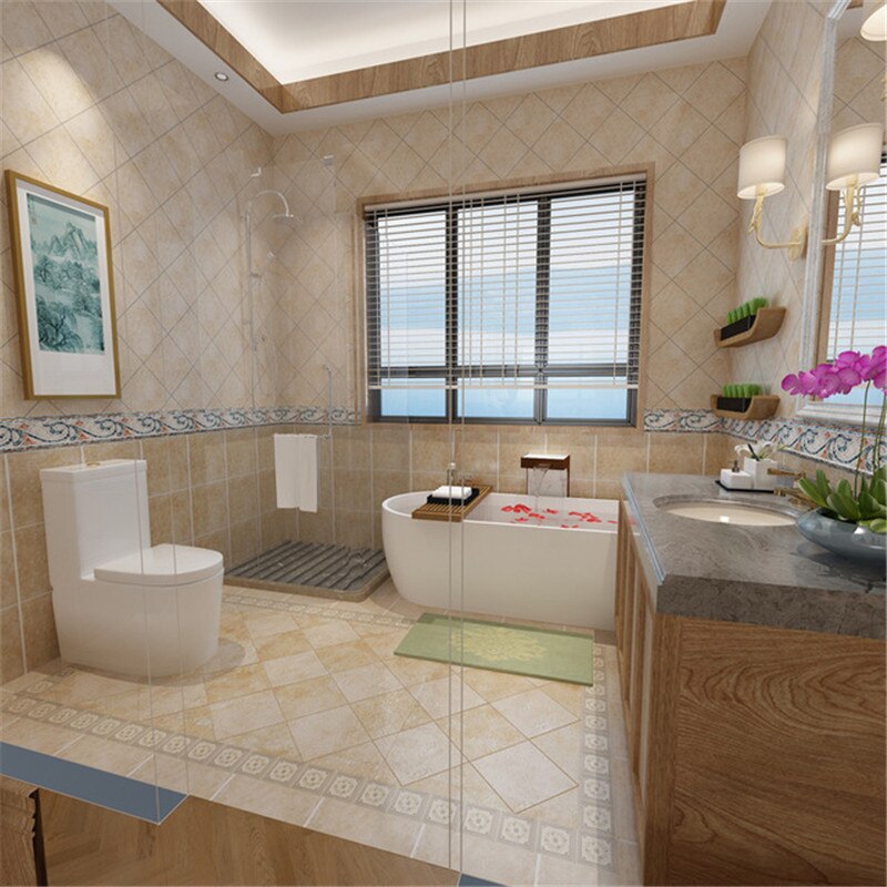 Self Adhesive Wall Stickers Waterproof Baseboard Wallpaper Border PVC European style Wall Sticker For Kitchen Bedroom Home Decor