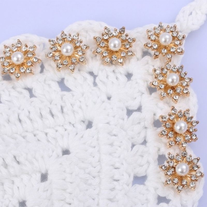 10 st / set 17mm strass faux pärla snöflinga knappar flatback hårnål dekoration diy hantverk kläder sömnadstillbehör