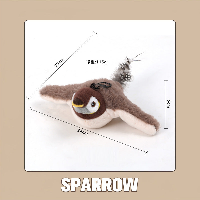 Interactief kattenspeelgoed Tjilpen Elektrische klapvogel met kattenkruid Honden Katten Aanraakgeactiveerd piep knuffel Huisdier USB Oplaadbaar: Black