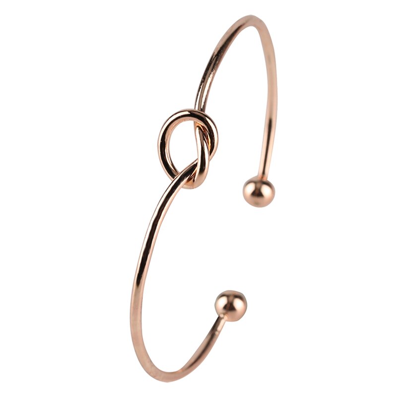 YISUYA Minimalisme Vrouwen Manchet Armbanden Bangle Geknoopt Hart Vorm Verzilverde Casual Charm Sieraden Valentijn Cadeau: RoseGold