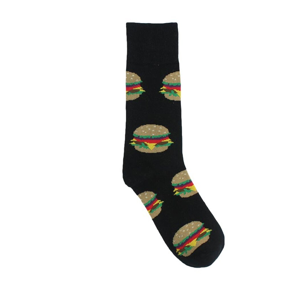 Drôle volcanique Chili Pizza Hamburger frites à motifs hommes heureux coton chaussettes affaires hip hop sport harajuku équipage: 5