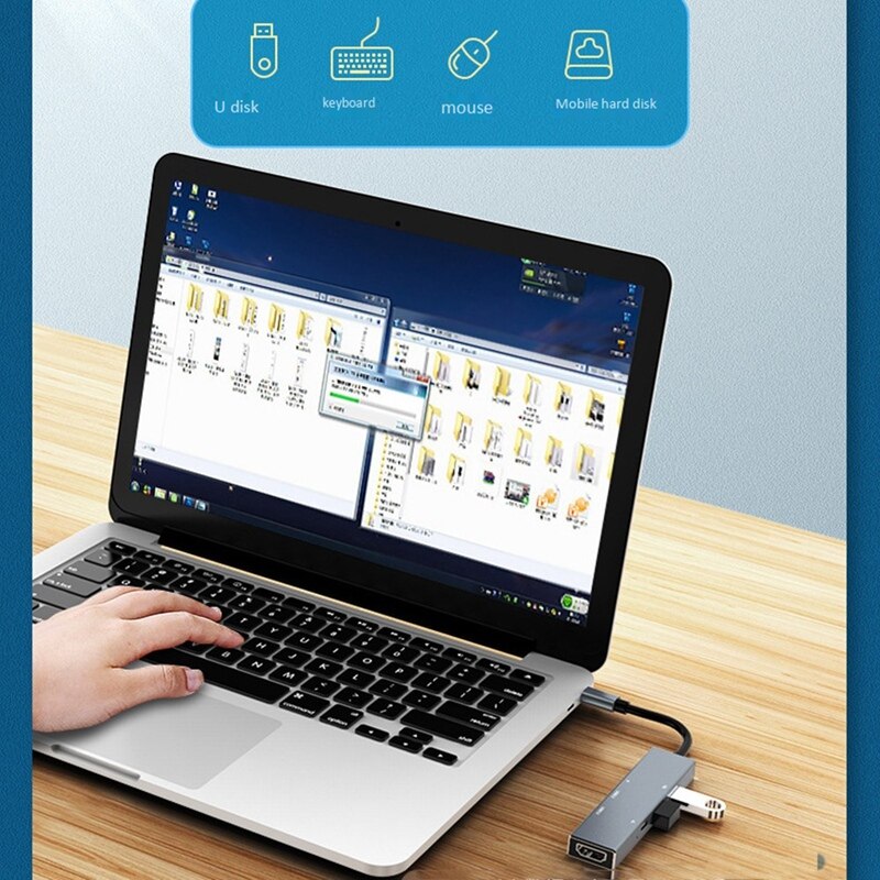 Type-C Naar Hdmi 6 In 1 Uitbreiding Dock Usb C Hub Notebook Docking Station