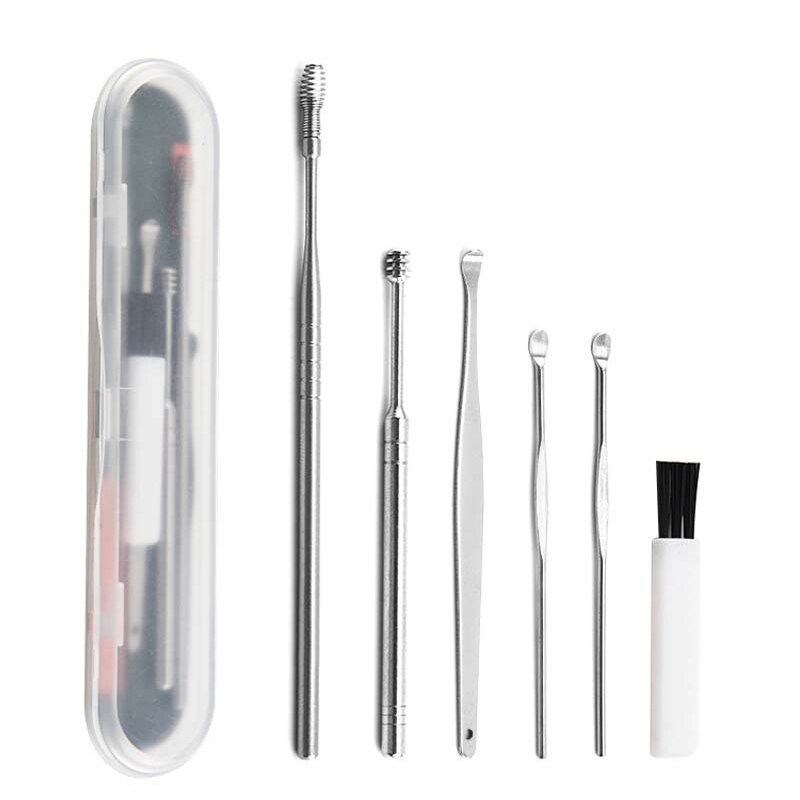 Good Healthy Ear Pick Ear Curette Cleaner Ear Wax Removal Tool Kit with Storage Box and Cleaning Brush Set of 6