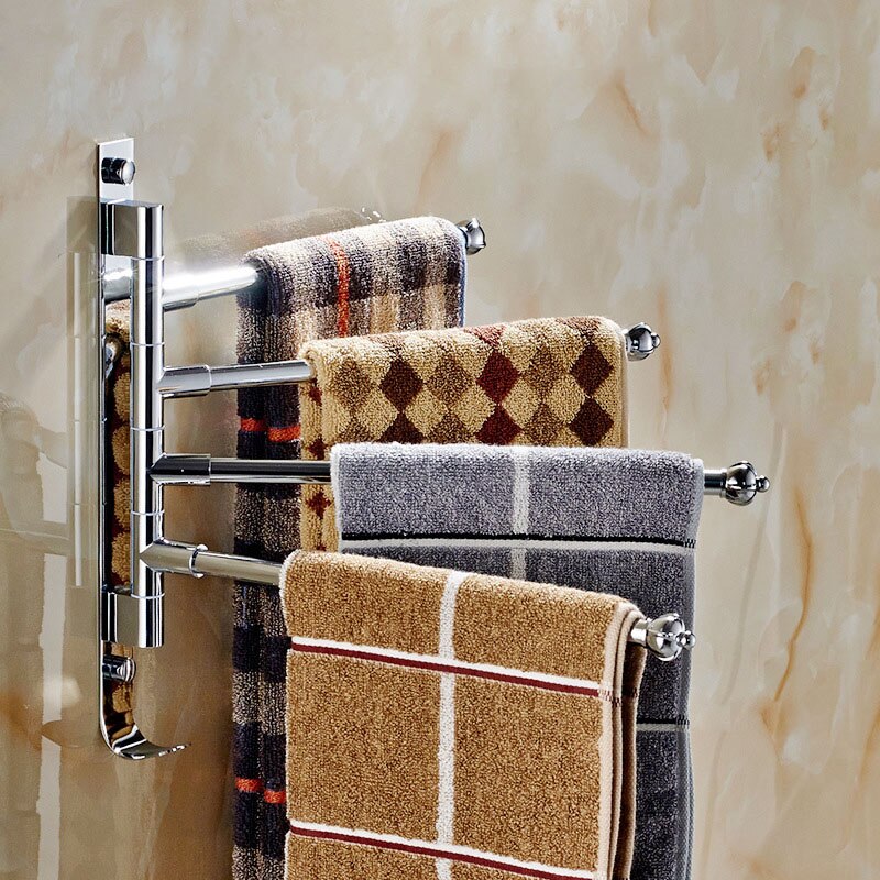 Bathroom Organizer Stainless Steel Container Shelf 360 Degree Rotation Towel Storae Rack Upscale Towel Rack