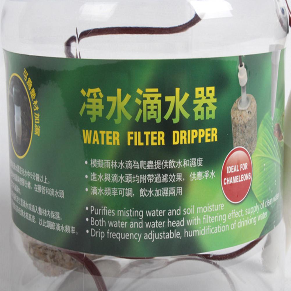 TPFOCUS 1300ML filtro de agua de reptil sistema de goteo fuente de bebida dispensador de agua humidificador para camaleón lagartija Gecko