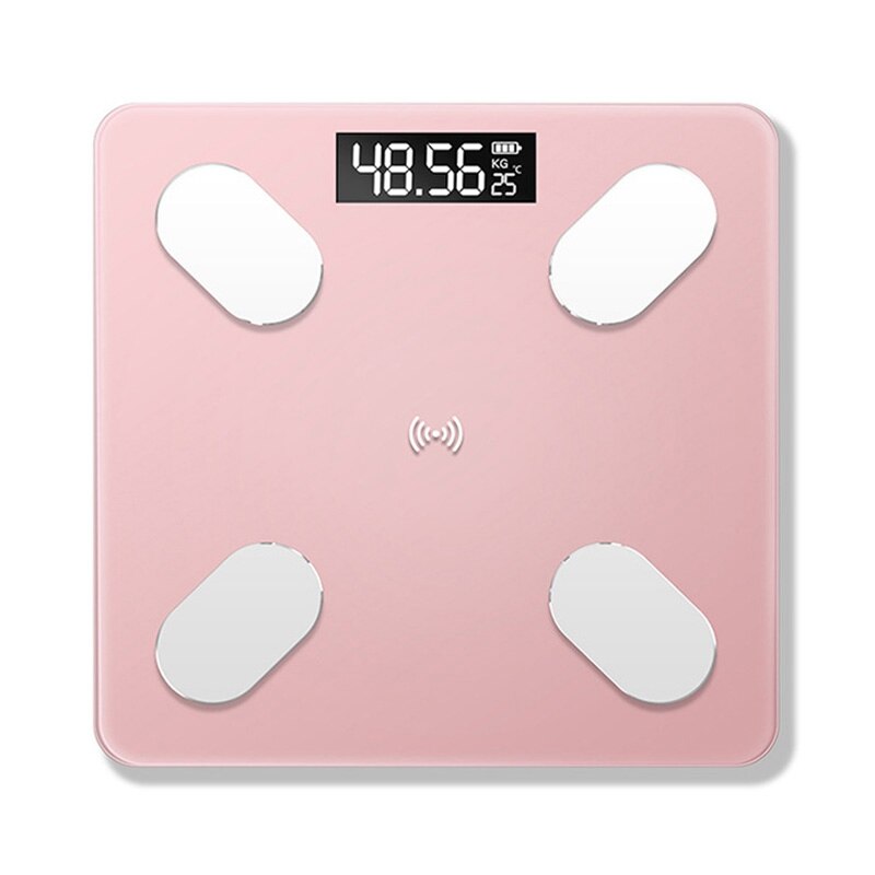 Bluetooth-vågar kroppsvikt badrumsvåg smart bakgrundsbelyst displayvåg kroppsvikt vattenmassamassa bmi: Rosa guld