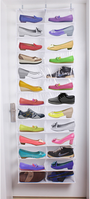 26 Pocket Storage Display Foldable Door Hanging Space-saving Organizer Shoe Rack Household Multifunction Closet Holder ZM924: white