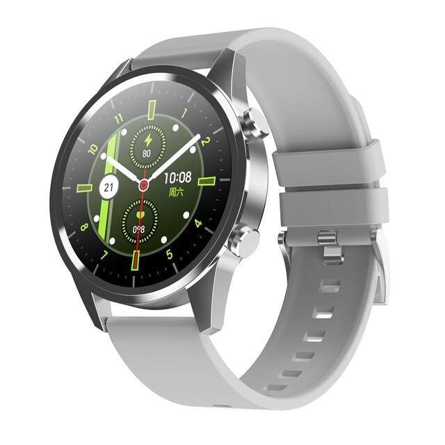 F35 -inch bluetooth smartwatch met 1.28- inch hartslagmeter, bloeddrukmeter, volledig aanraakscherm, slimme fitnesshorloge voor mannen en vrouwen: Zilverwit