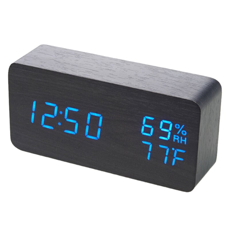 Multifunction Alarm Clock in Wood Digital Alarm Clock Prevent Being Late and Sleeping Home Decoration