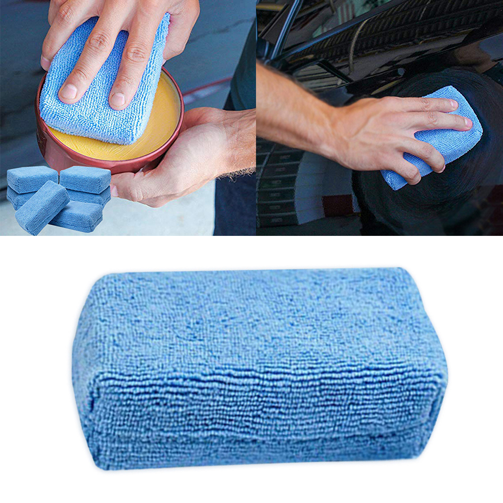 Auto Wassen Spons Block Soft Microfiber Car Wax Applicator Pad Polijsten Spons Badstof Doos Gepolijst Cleaning Blok