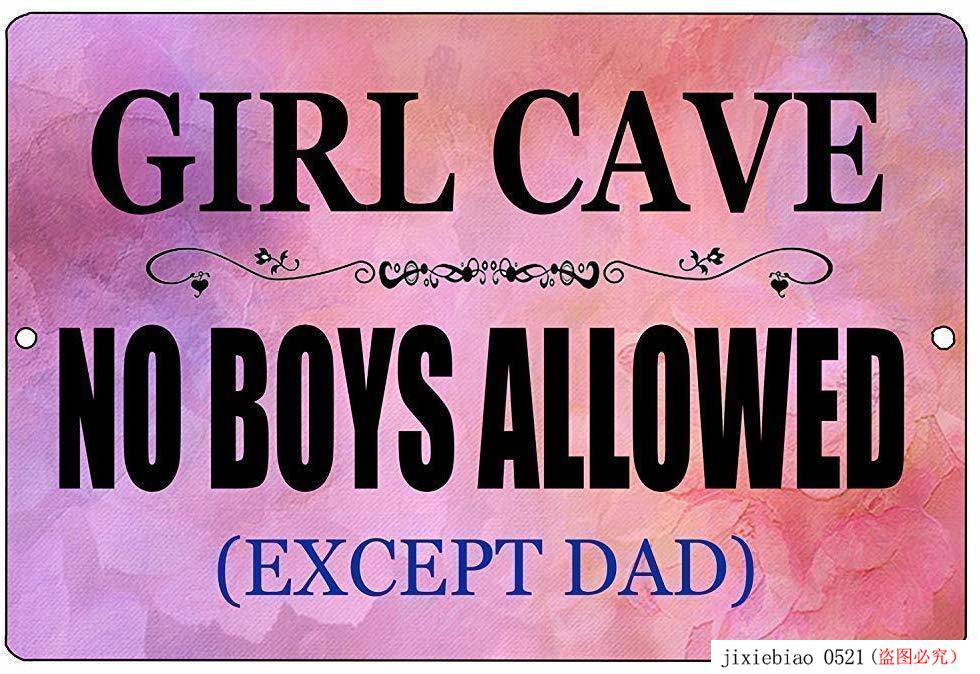Tin Sign Aluminum Funny Girl Cave Metal Bar Daughter Pink No Boys Allowed Bedroom Door Outdoor & Indoor Sign Wall Decoration