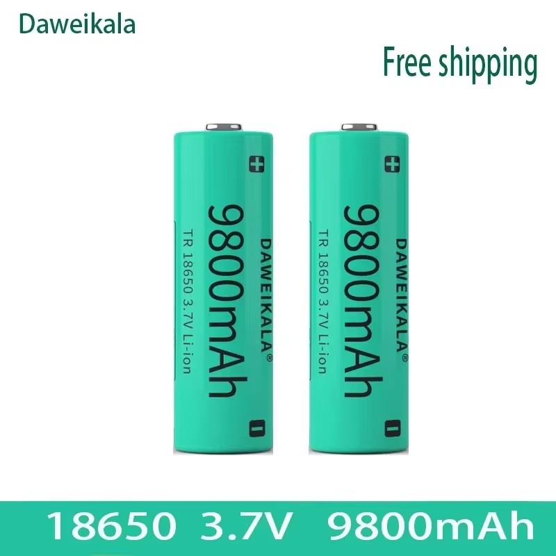 18650 3.7V 9800mAh Li-ion Battery - with Charger for Flashlights | High Capacity & Long Cycle Life: Clear