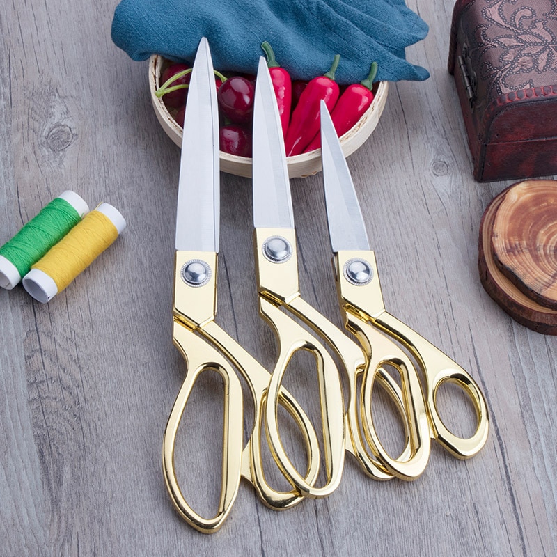 Pulaqi Gold Scissors Sewing Cut Craft Fabric Dressmaking Scissor Upholstery Tool Textile Leather denim Cutter Tailor Shear