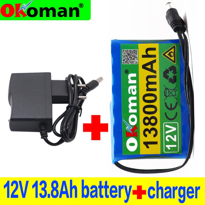 original protection plate 12v battery pack 12V 8800mAh 18650 lithium ion DC12.6V super rechargeable battery + 12.6v 1A charger