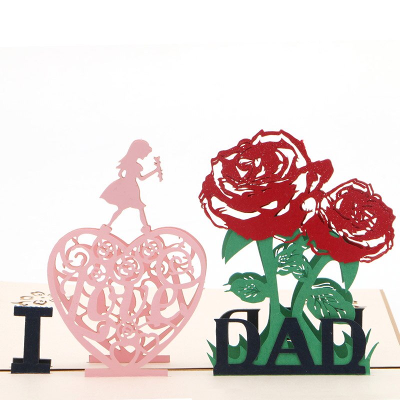 3D Pop Up I Love Dad Wenskaart Valentines Kerst Uitnodiging