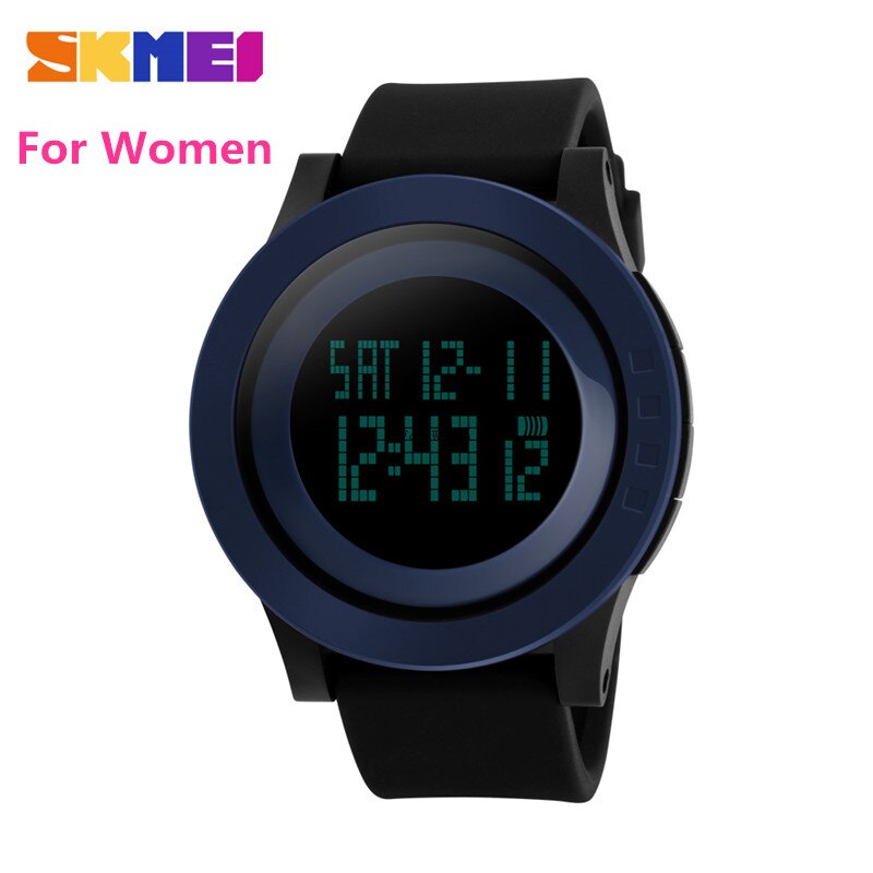 SKMEI décontracté femmes montres Sport montres LED étanche montre numérique femmes montres femme montre-bracelet Sport: Black Blue