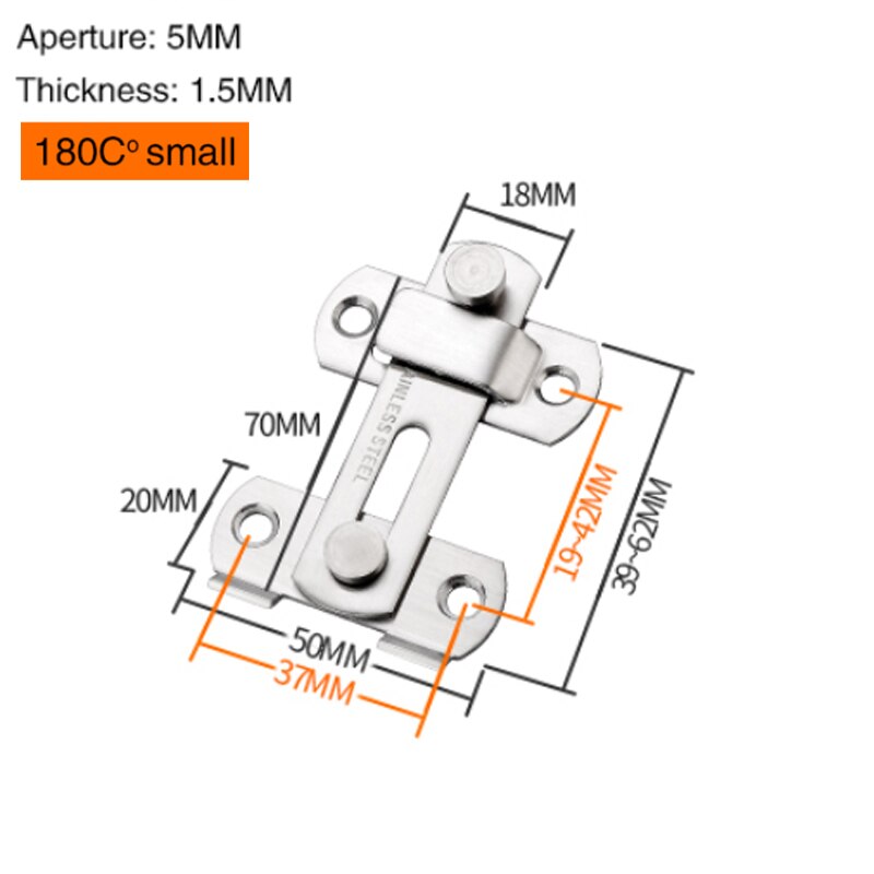 Stainless steel lock right angle flat angle bend lock easy assembly bolt stainless steel door buckle cabinet door lock: Flat angle 180 small