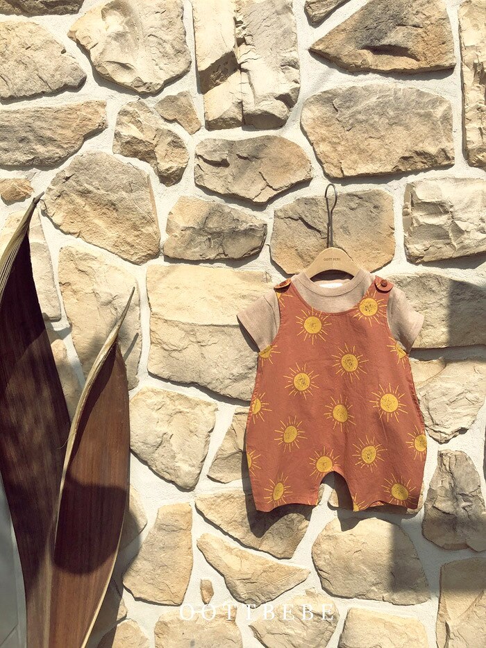 2022 Baby-strampler mit sonnenmuster, langärmelig, süßer Overall aus baumwolle, für jungen und mädchen, lockere freizeitkleidung