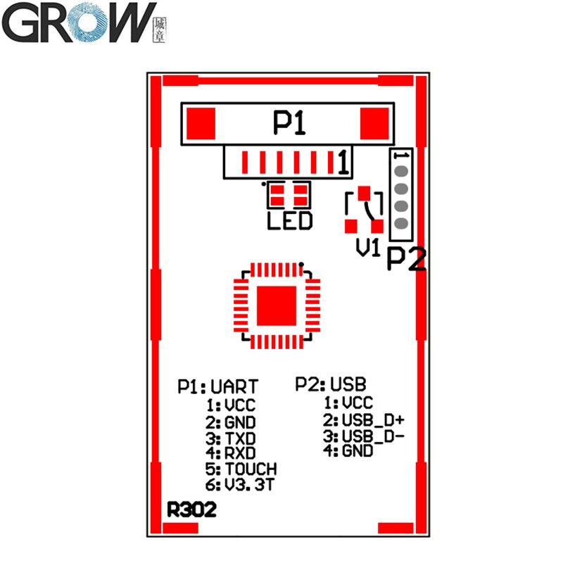 Vokse  r302 kapacitive fingeraftryk adgangskontrol genkendelse enhed modul sensor scanner med 150 fingre kapacitet
