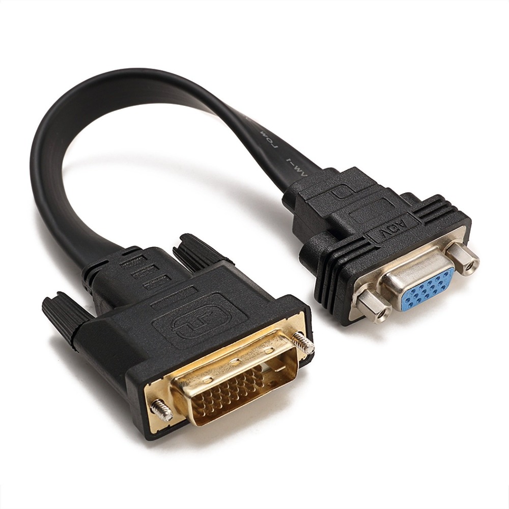 DVI D VGA kabel Actieve DVI-D Dual Link 24 + 1 male naar VGA Vrouwelijke Video met Platte Kabel Adapter converter 1080P Voor Projector TV