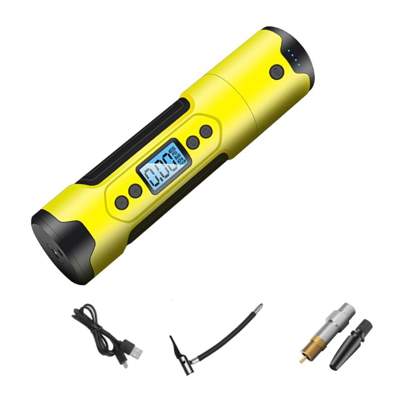 1pc Wireless Portable Air Compressor 150 PSI Tire Inflator USB Charging With LED: yellow