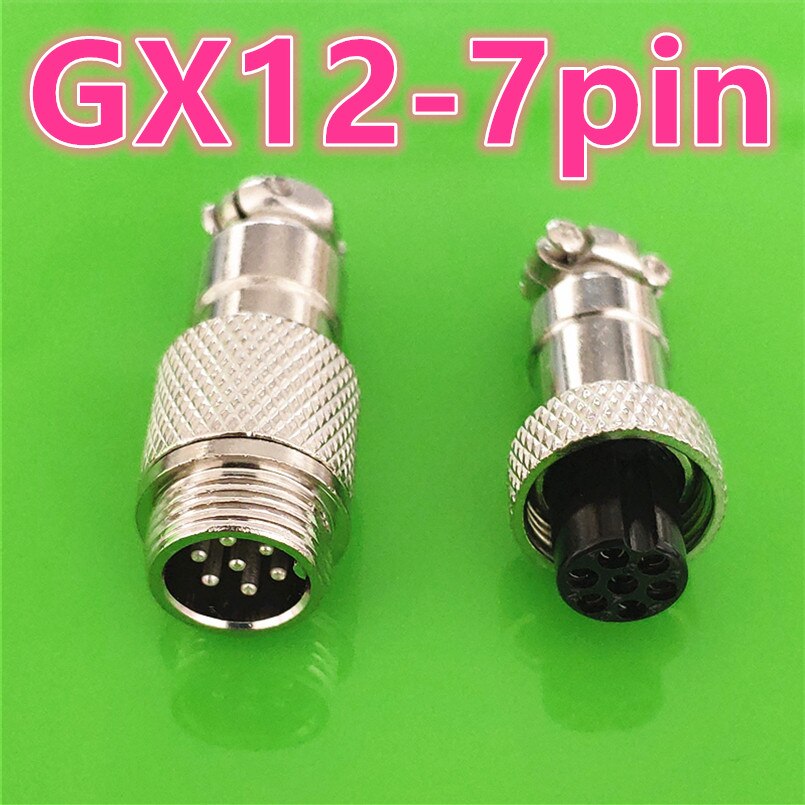 1 sett  gx12 butting dokking hann og hunn 12mm sirkulære flyuttak plugger 2/3/4/5/6/7 pinner ledning panel kontakter: Gx12 7 pin