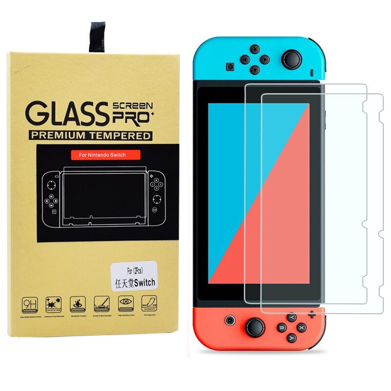 Nintendo schalten Spiel Konsole HD Gehärtetem Glas Film, 1 Stück/2 Stück Karton Verpackung, bildschirm Schutz 9H Härte Film