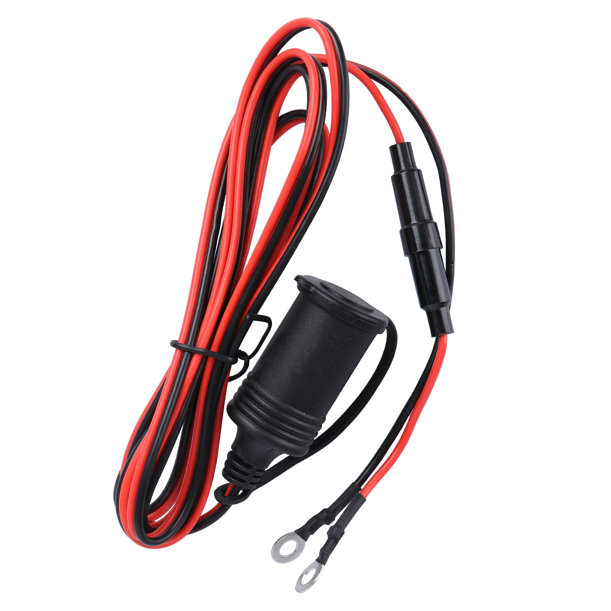 CS-008 Waterproof 12V Car Motorcycle Boat Female Socket Power Plug with 180cm Fuse Connector Wire (Black): CS-008