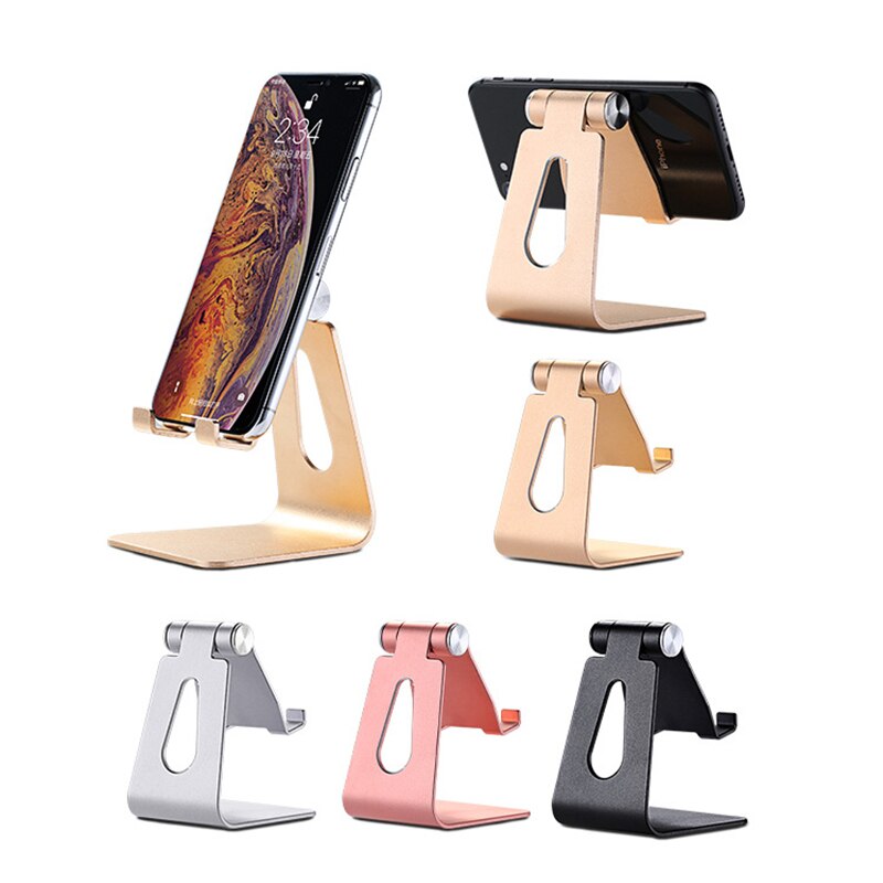 Aluminum Metal Phone Holder Mobile Phone Holder Stand Desktop Universal Non-slip Mobile Phone Hold for iPhone Samsung Tablet
