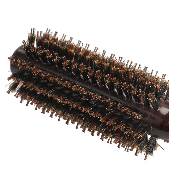 Rodillo peine cepillo de pelo redondo herramienta con mango de madera Cerda Natural cepillo para pelo rizado peine esponjoso peluquería peluquero