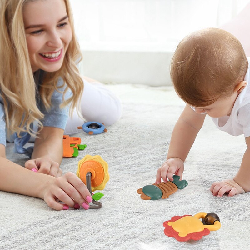 10 stück babyrasseln, spielzeug mit musik, bettglocke, handklingel, schüttelglocke, kunststoff-tierrasseln, babyspielzeug ab 0-12 monaten