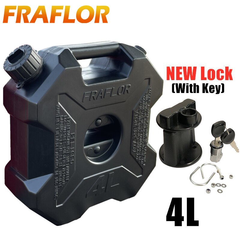 4 Liters Gas Can Spare Oil Fuel Tank For BMW ATV Motorcycle Tail box Side Box Jerrycan Gasoline Petrol Bucket Container Oil Drum: 4L Black with Lock