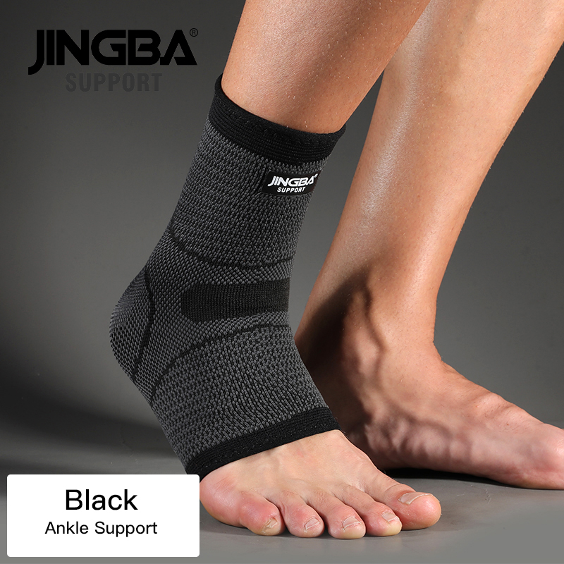 JINGBA SUPPORT Sports protective gear 1PCS Nylon basketball knee protector +wristband Support+ankle support+Elbow pads+hand guar: Black Ankle support