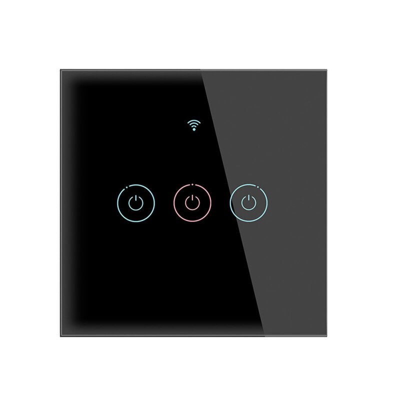 1/2/3/4 Gang TUYA WiFi 433MHZ Smart Touch Switch Home Wall Button For Alexa And Google Home Assistant Smart Switch: 3gang black