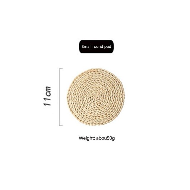 Tapis de Table rond en rotin tissé en paille de maïs naturel, napperons thermo-isolant, porte-Pot, sous-verres, accessoires de cuisine: A1