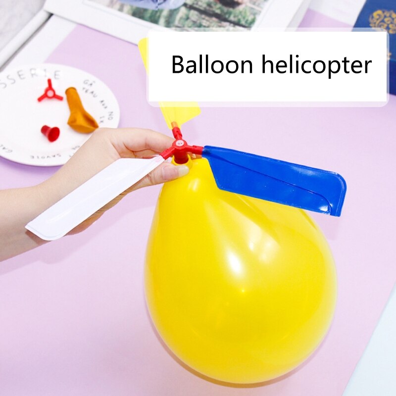 Kinderen Grappige Ballon Helicopter Launcher Speelgoed Set Ballon Aangedreven Racers Inertiële Power Stem Speelgoed Air Powered Aerodynamische Educa