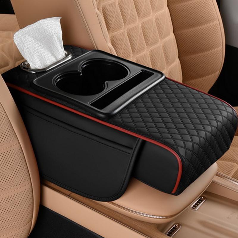 Auto Armsteun Doos Verhooging Kussen Met Bekerhouder Tissue Box Zijopbergvak Voor Auto Interieur Armsteun Cover Hoogte Pad