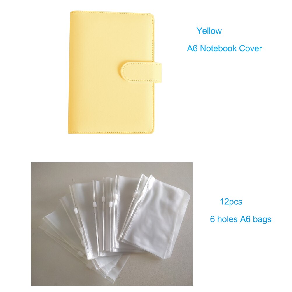 PU pelle Macaron A6 copertina per Notebook Budget raccoglitore ufficio scuola Agenda settimanale personale Agenda organizzatore: yellow and 12 A6 bag