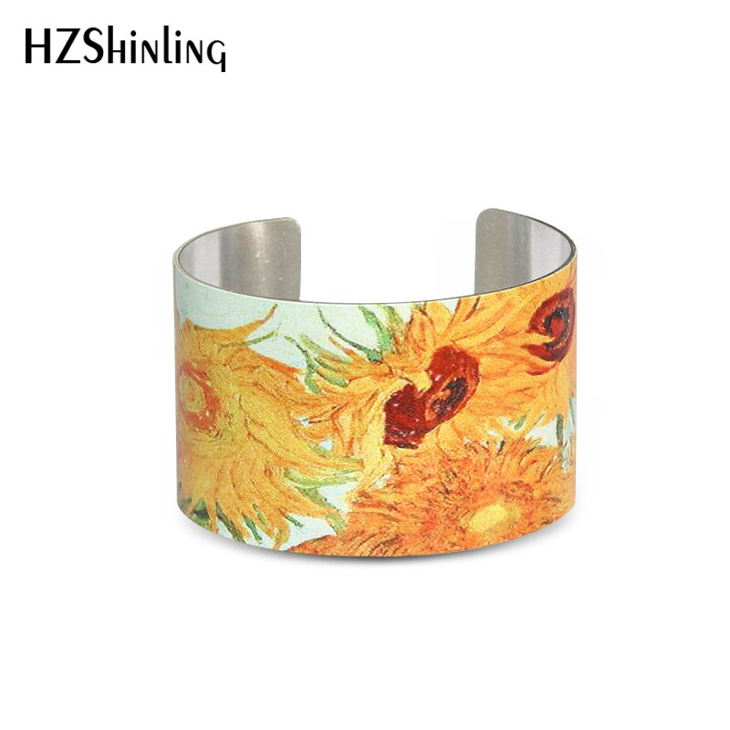 Starry Night Van Gogh cuff bracelet Vincent van Gogh Bangle Wristband Sunflowers Jewelry Floral Famous Paintings, Famous Artist